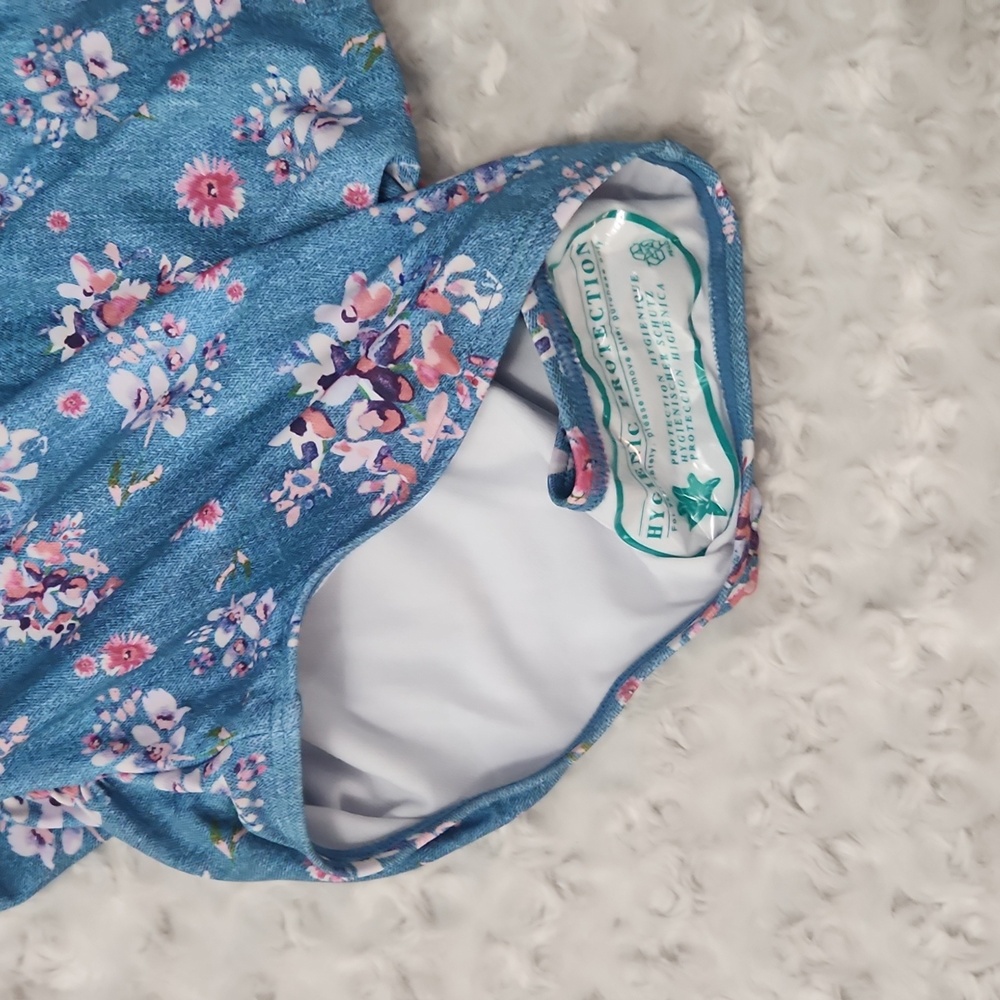 Pinkblush Teal Floral Ruffle Maternity One-Piece Swimsuit floral - Picture 9 of 14